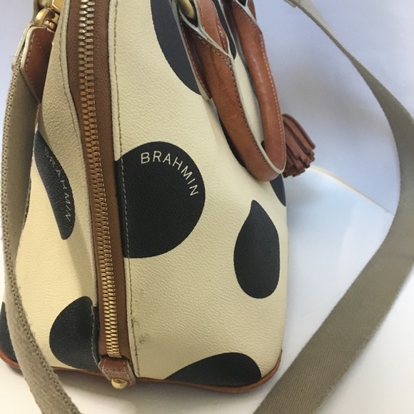 Brahmin Leather Polka Dot Tassels Purse Handbag - Picture 8 of 8